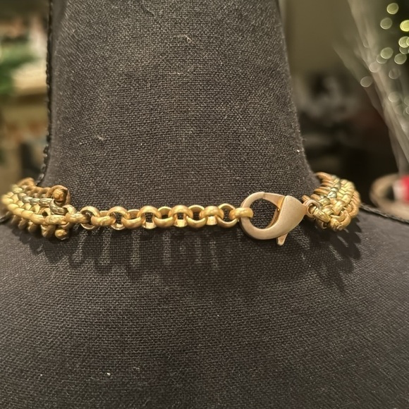 Cameo Statement Necklace pave bronze white rhinestone Beads 14k Handmade - Picture 11 of 11